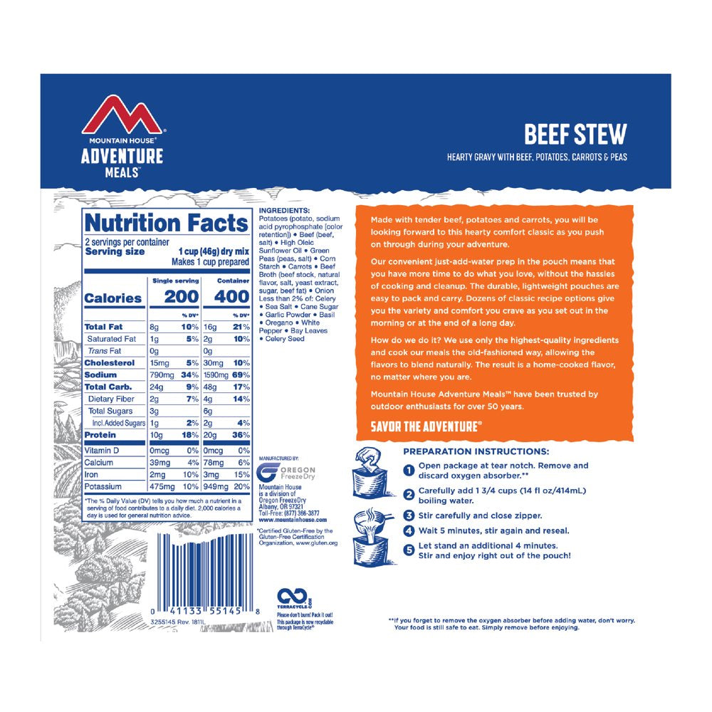 Mountain House Beef Stew - 2 Servings