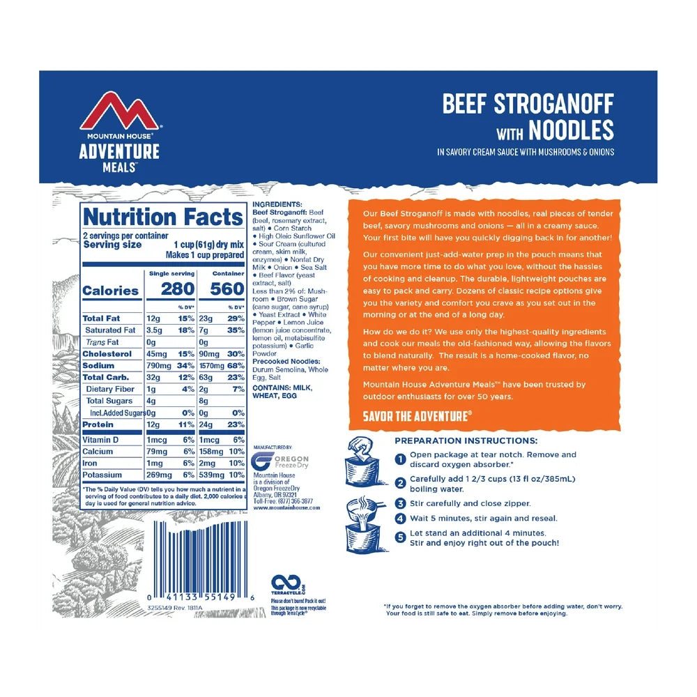 Mountain House Beef Stroganoff with Noodles - 2 Servings