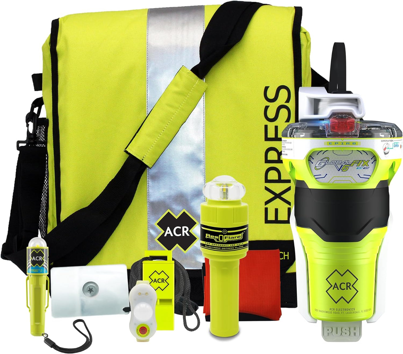 ACR Globalfix V6 EPIRB Survival Kit with Resqflare E-Flare, Ditchbag, and Signalling