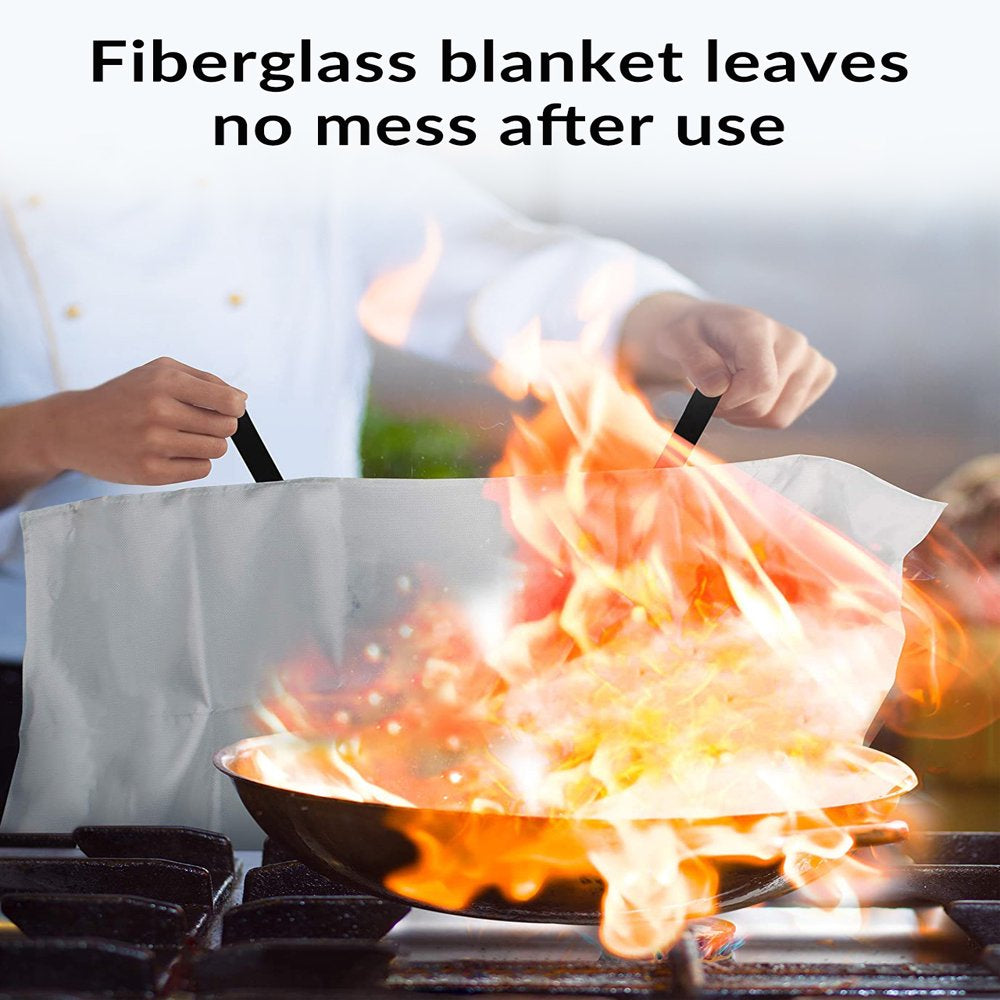 Fiberglass , Fiberglass Fire Suppression Blanket for Emergency Surival，Emergency Blanket with Flame Retardant Protection and Heat Insulation, Survival Blanket ，1M X 1M，4Pack