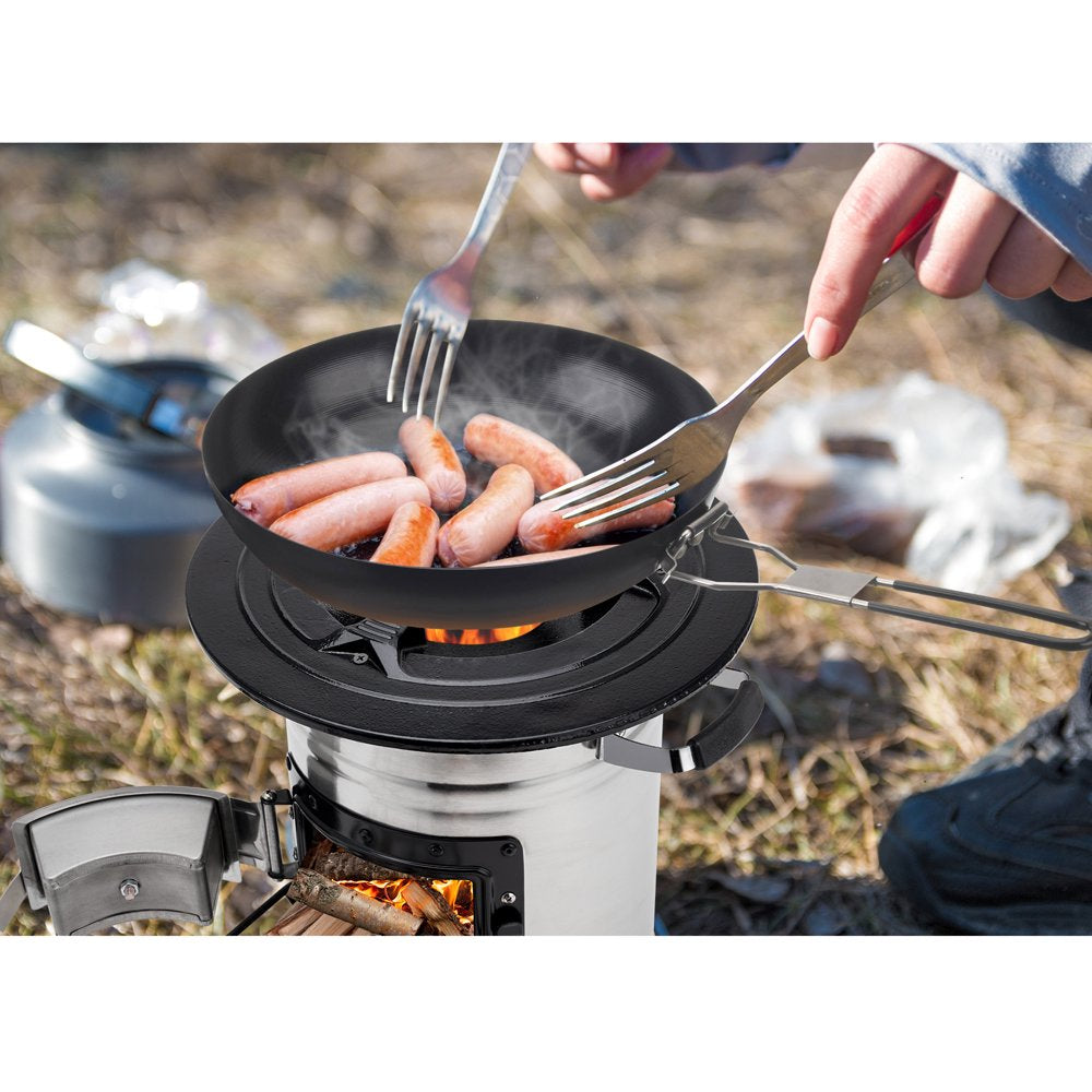 Wood Burning Camp Stove for outside Cooking Survival Campfire Patio Backyard, Stainless Steel