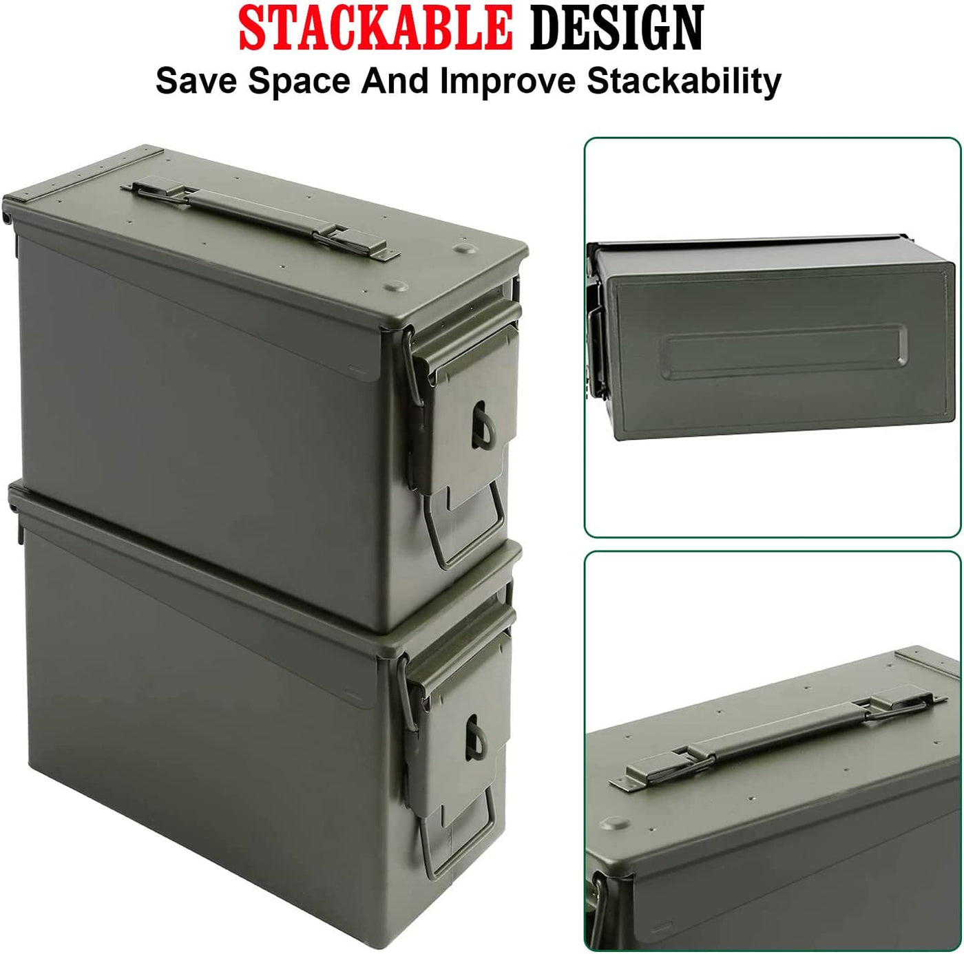 Steel Ammo Cans Box with Welded Locking Kit & Combination Lock-Military Army M19A1 Metal Ammo Crate Ammunition Boxes for Long Term Storage Case,Waterproof Metal Storage Box (30Cal-M19A1-With Lock)