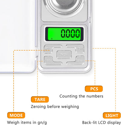 Digital Reloading Scale 1500Gn, 0.1Gn/0.005G High Precision Scale, 7 in 1 Kit with LCD Display, Tare, Grain Powder Scale for Reloading