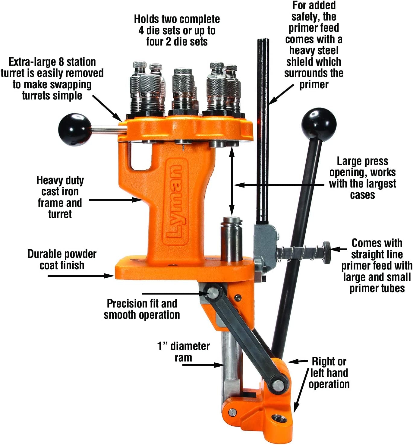 All American 8 Turret Press for Reloading Orange, Silver, One Size