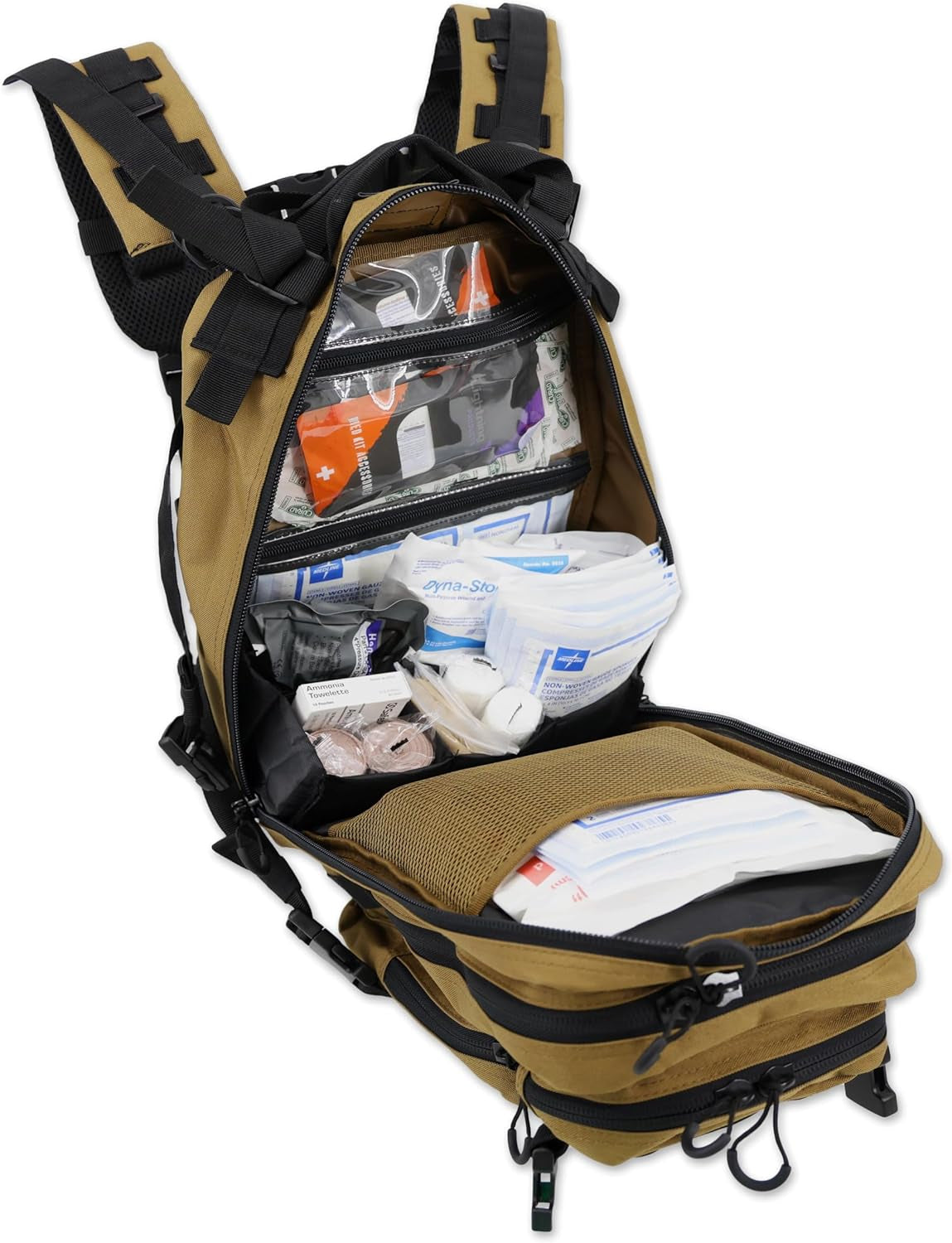 Lightning X Stocked EMS/EMT Trauma & Bleeding First Aid Responder Medical Backpack + Kit - TAN