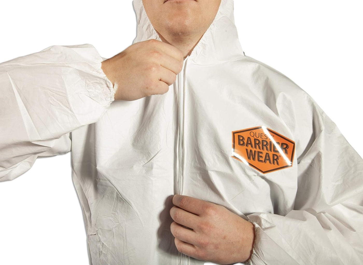 Quest Barrierwear Disposable Coveralls for Light Splash and Dry Environments - PPE White Hazmat Suit