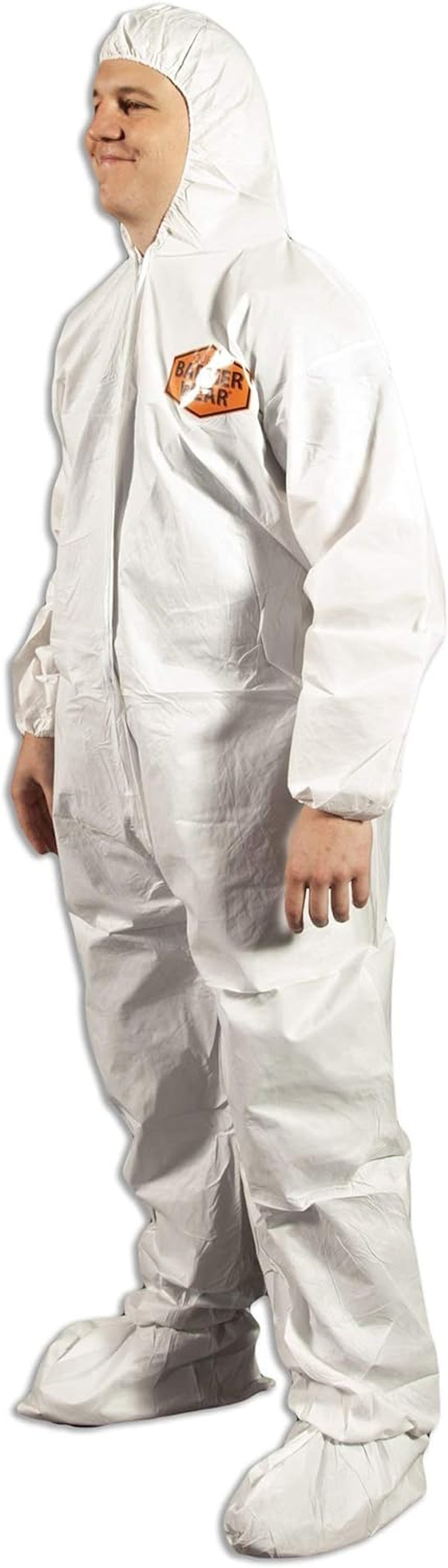 Quest Barrierwear Disposable Coveralls for Light Splash and Dry Environments - PPE White Hazmat Suit