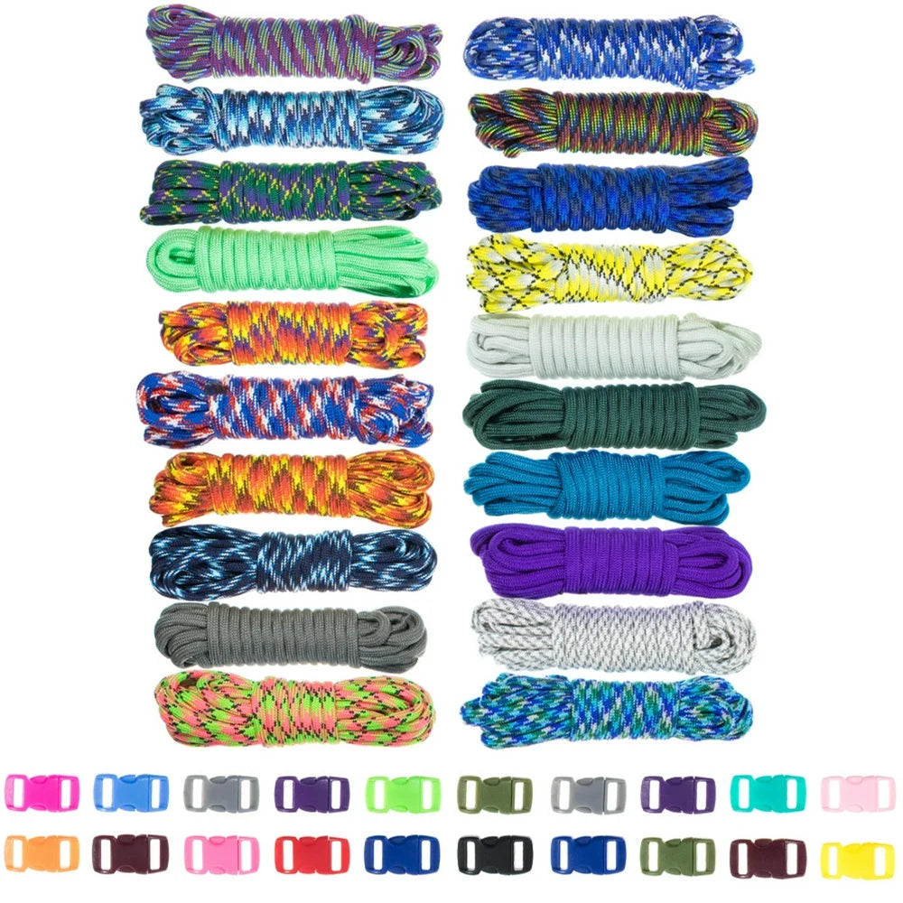 Zesty 550Lb Survival Paracord Random Combo Crafting Kit, 20 Colors of 10 Feet 500Lb Cord & 20 FREE Buckles Type III Paracord Make 20 Paracord Bracelets Great Gift