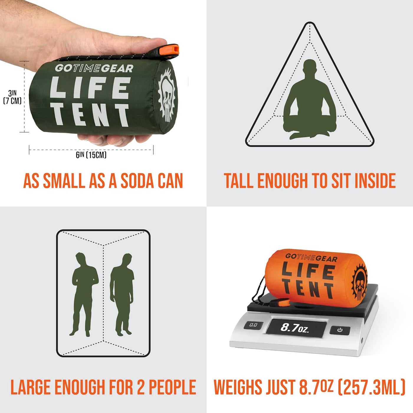 Life Tent Emergency Survival Shelter – 2 Person Emergency Tent – Use as Survival Tent, Emergency Shelter, Tube Tent, Survival Tarp - Includes Survival Whistle & Paracord